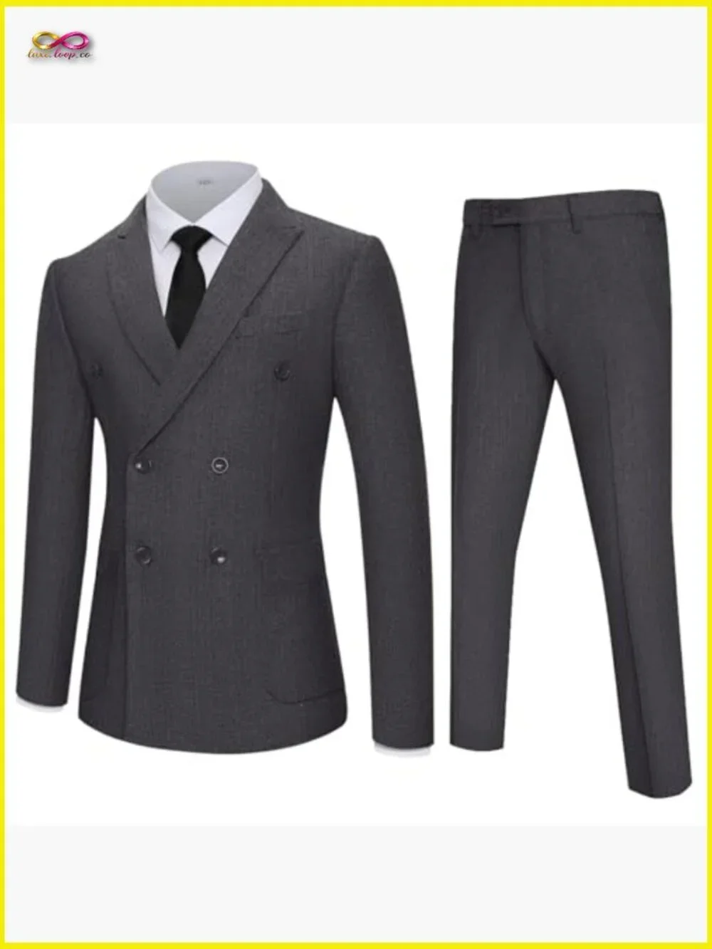 Herringbone Tweed Suit Double Breasted Retro Classic Business Wedding Groom